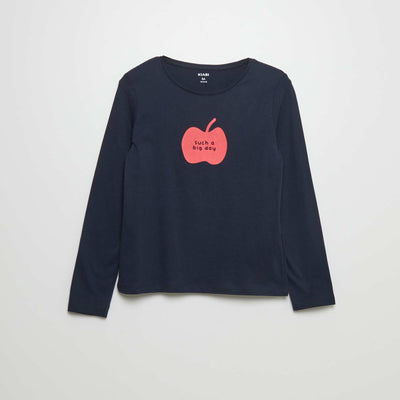 T-shirt en coton imprim Bleu marine