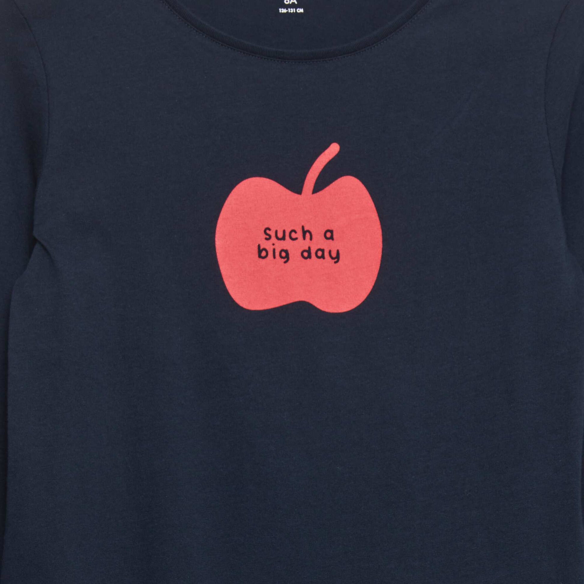 T-shirt en coton imprim Bleu marine
