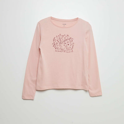 T-shirt en coton imprim Rose