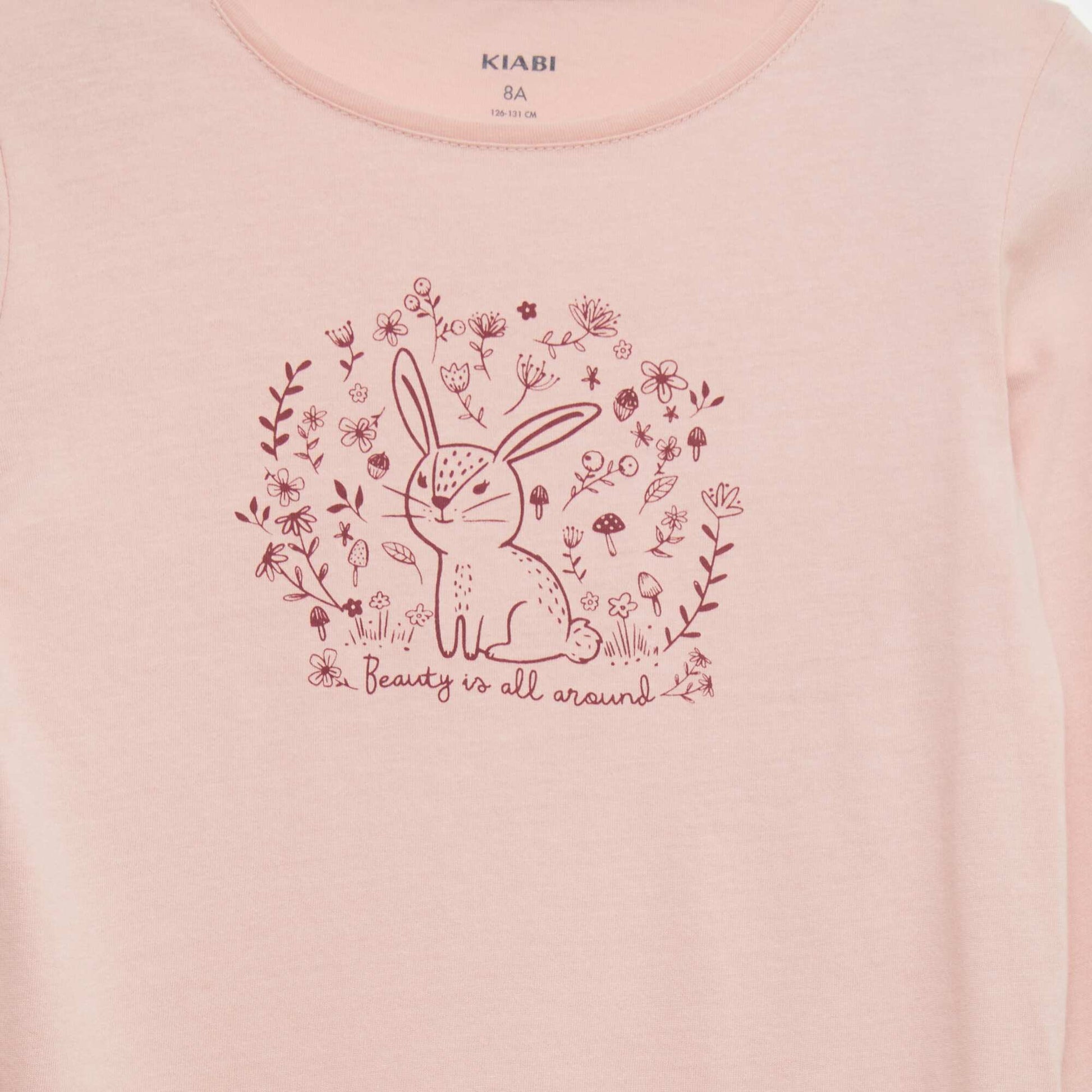 T-shirt en coton imprim Rose