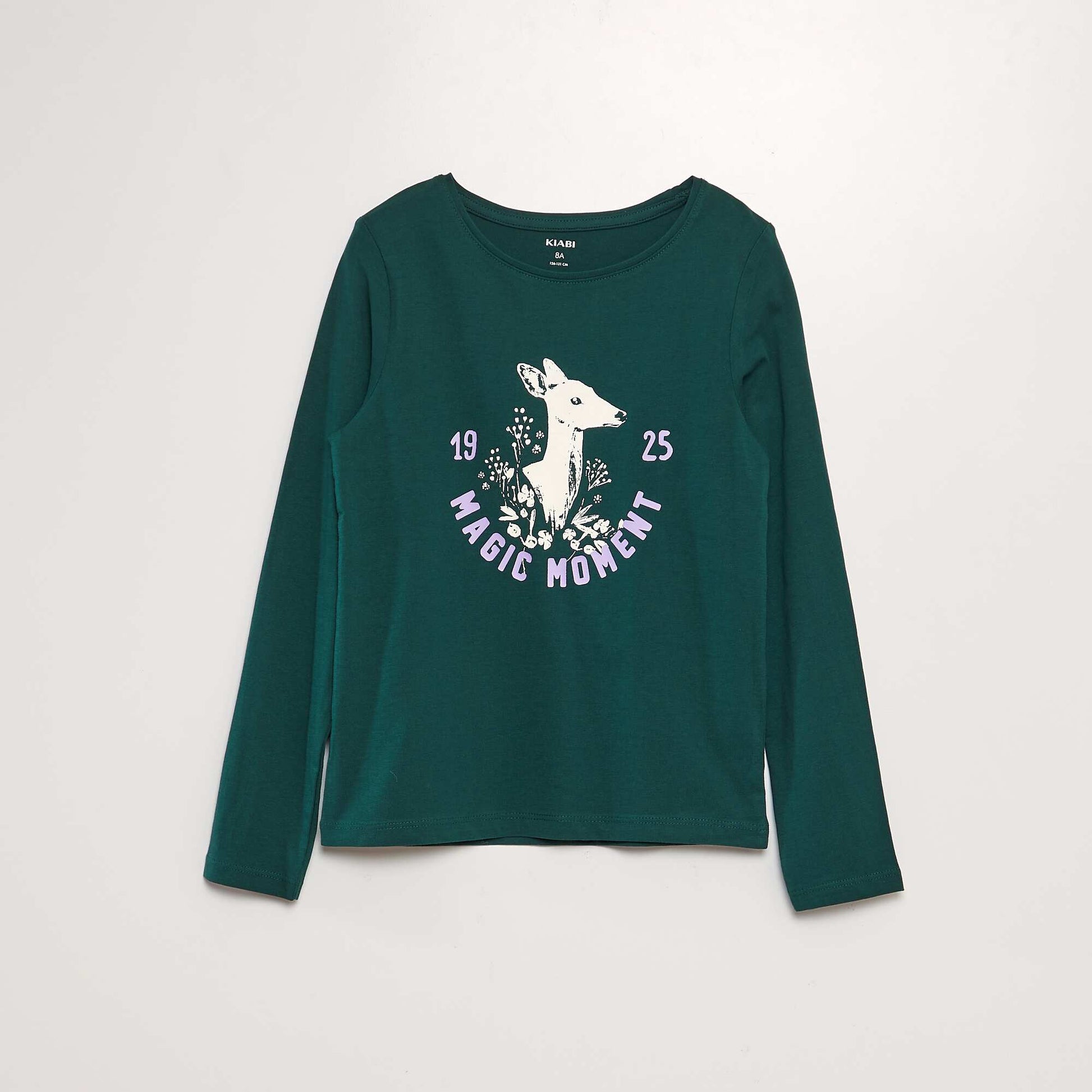 T-shirt imprim manches longues Vert fonc