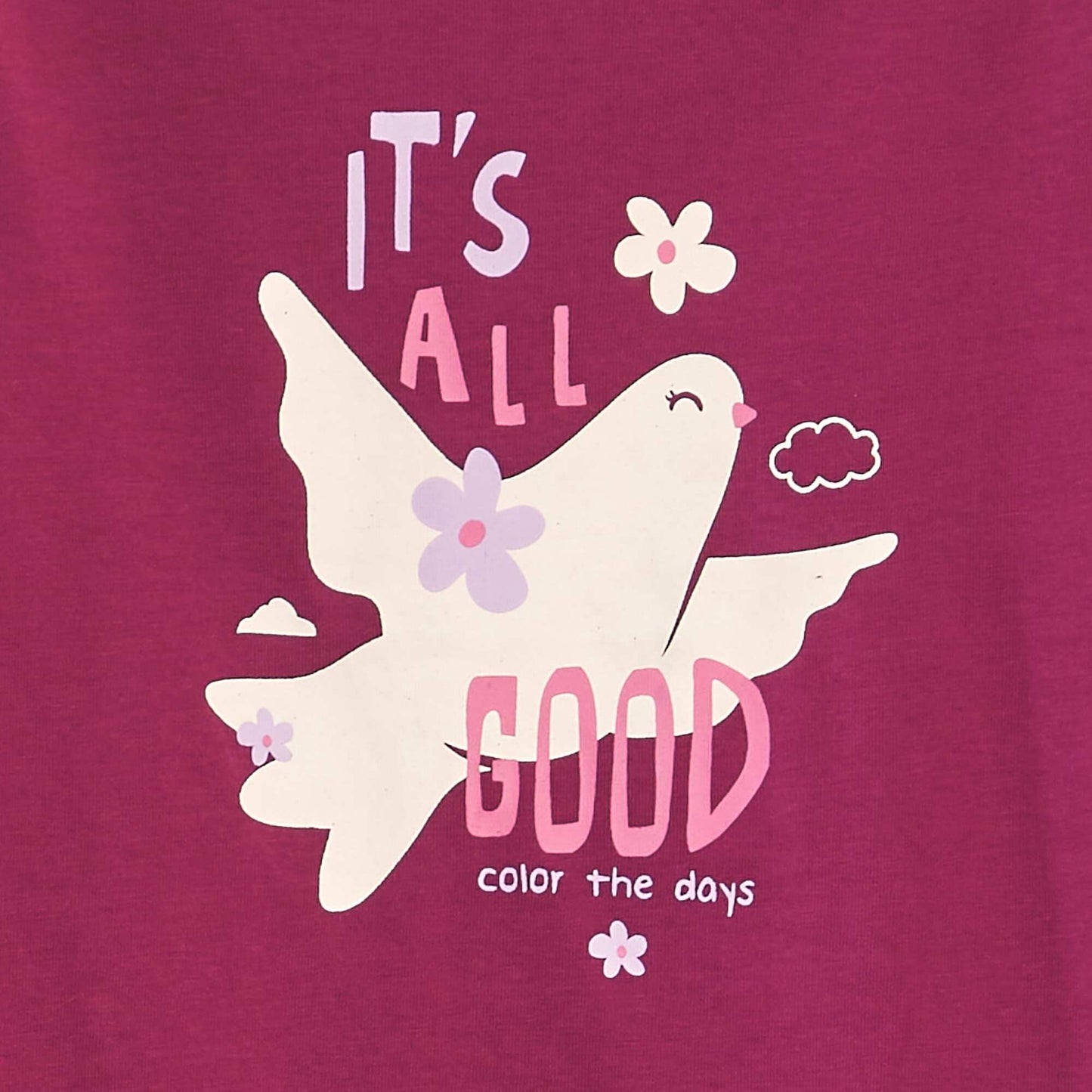 T-shirt imprim manches longues Rose fonc 'oiseau'