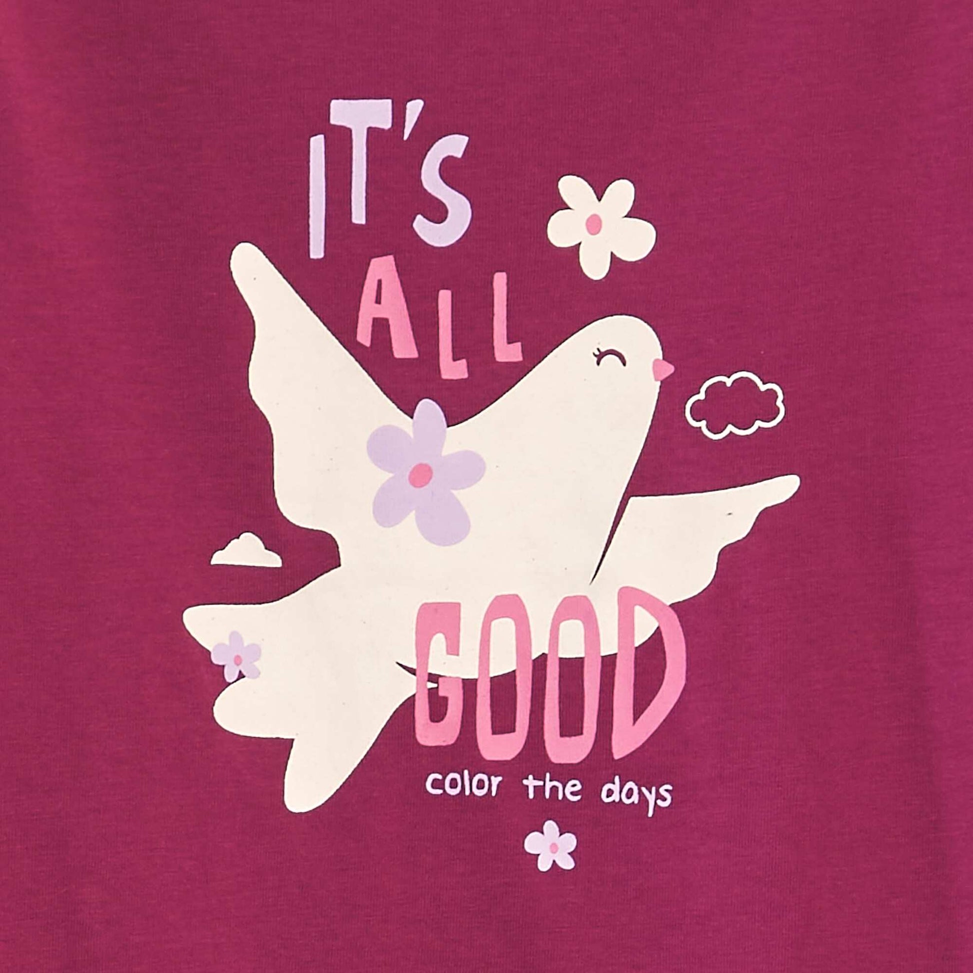T-shirt imprim manches longues Rose fonc 'oiseau'