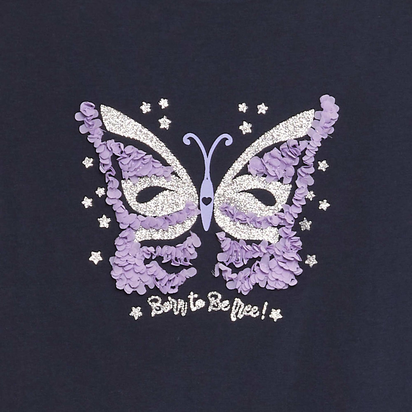 T-shirt en jersey manches longues Marine papillon