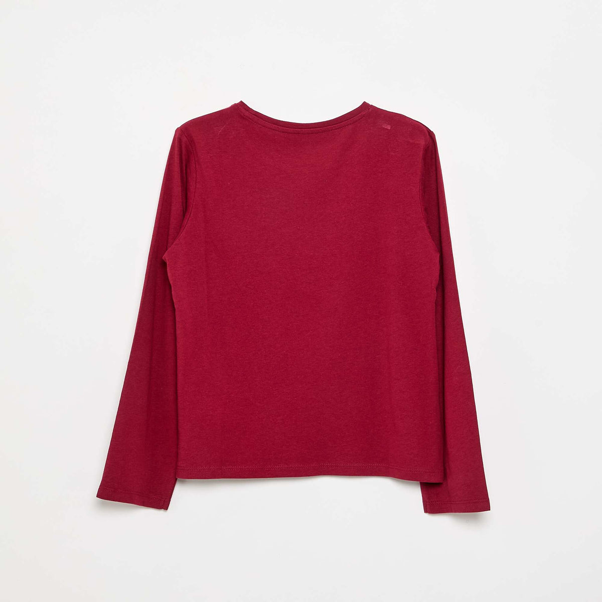 Tee-shirt uni à manches longues ROUGE