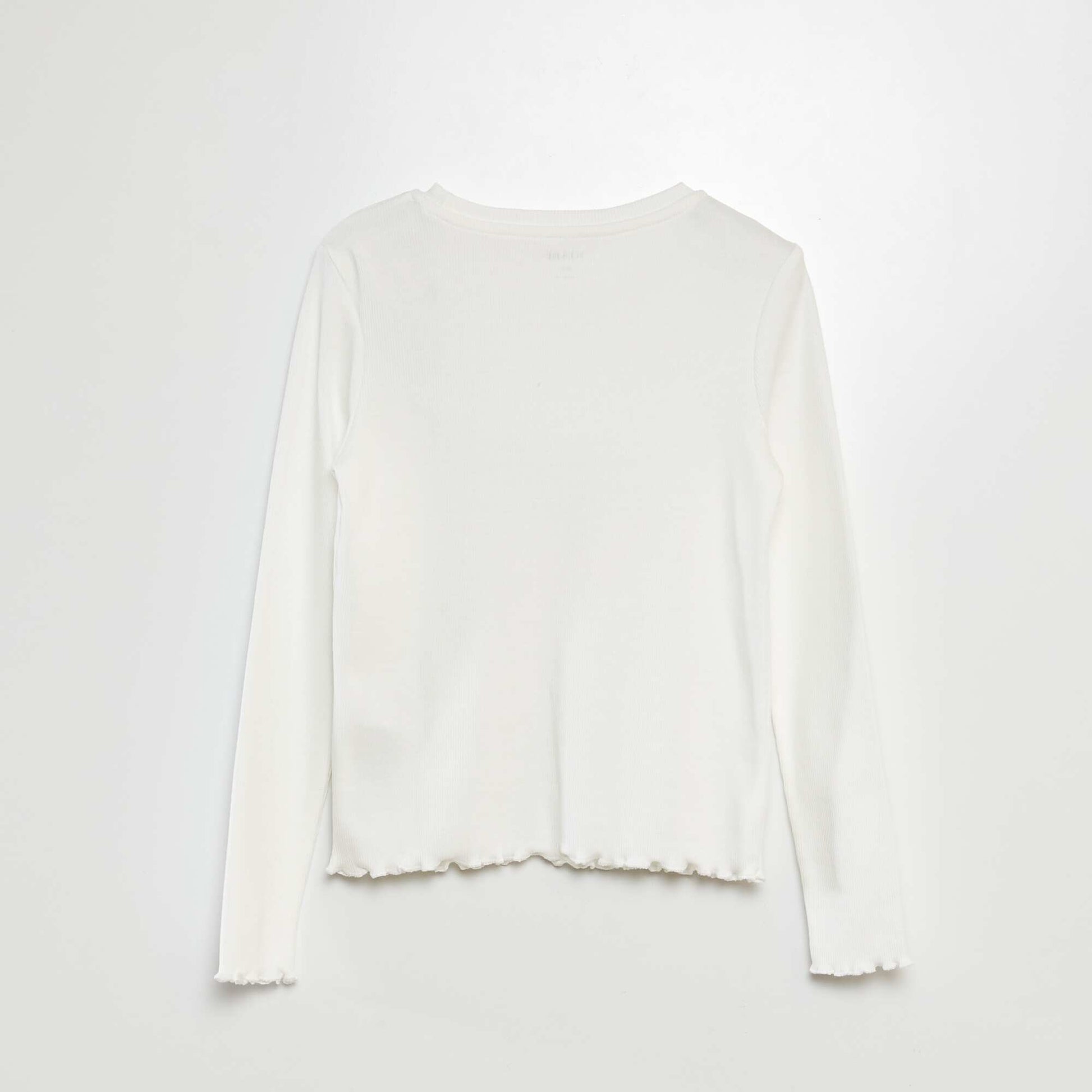T-shirt côtelé manches longues Blanc