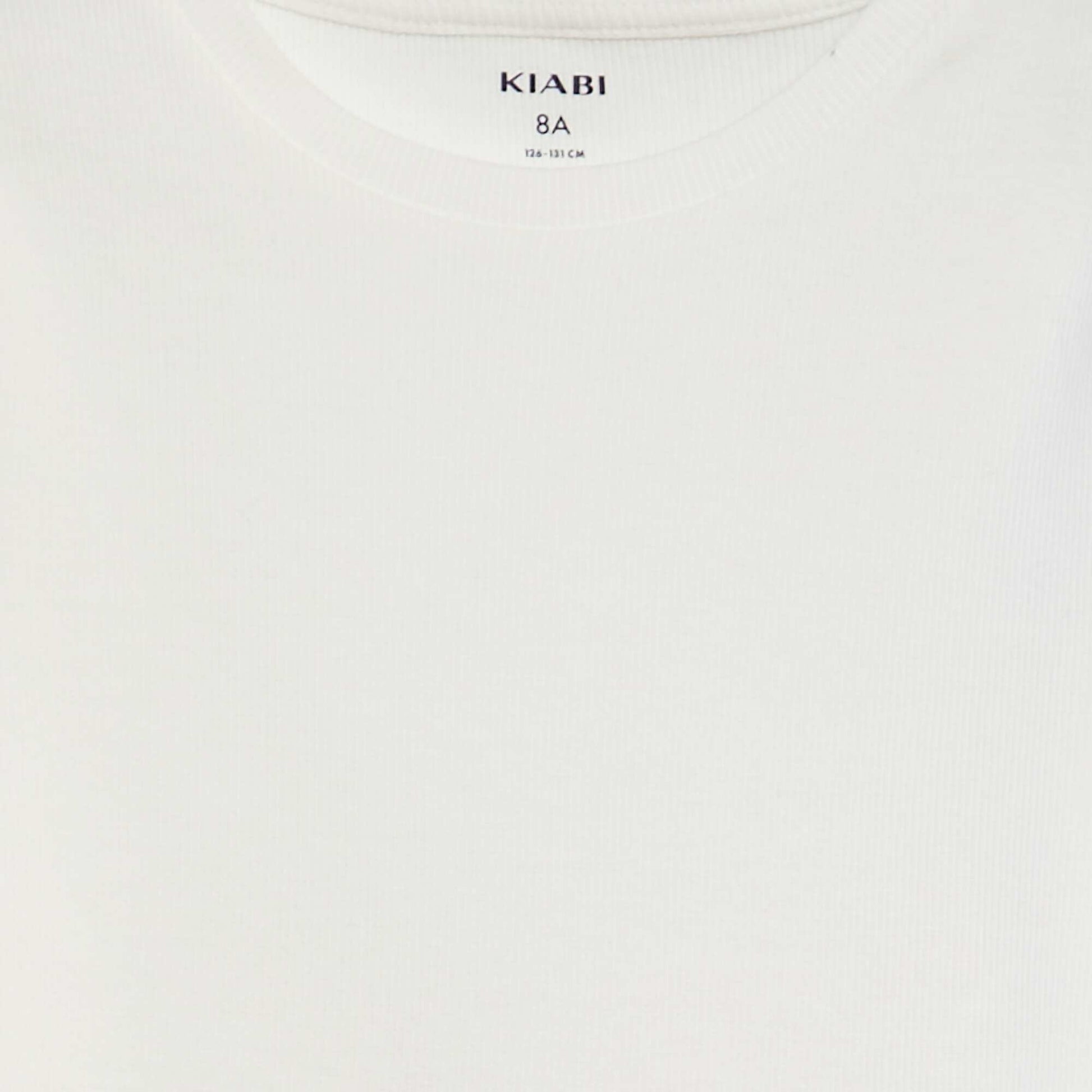 T-shirt côtelé manches longues Blanc