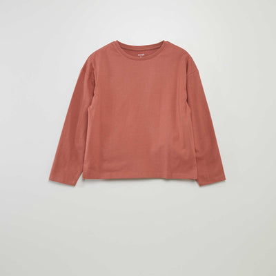 T-shirt uni manches longues Rose