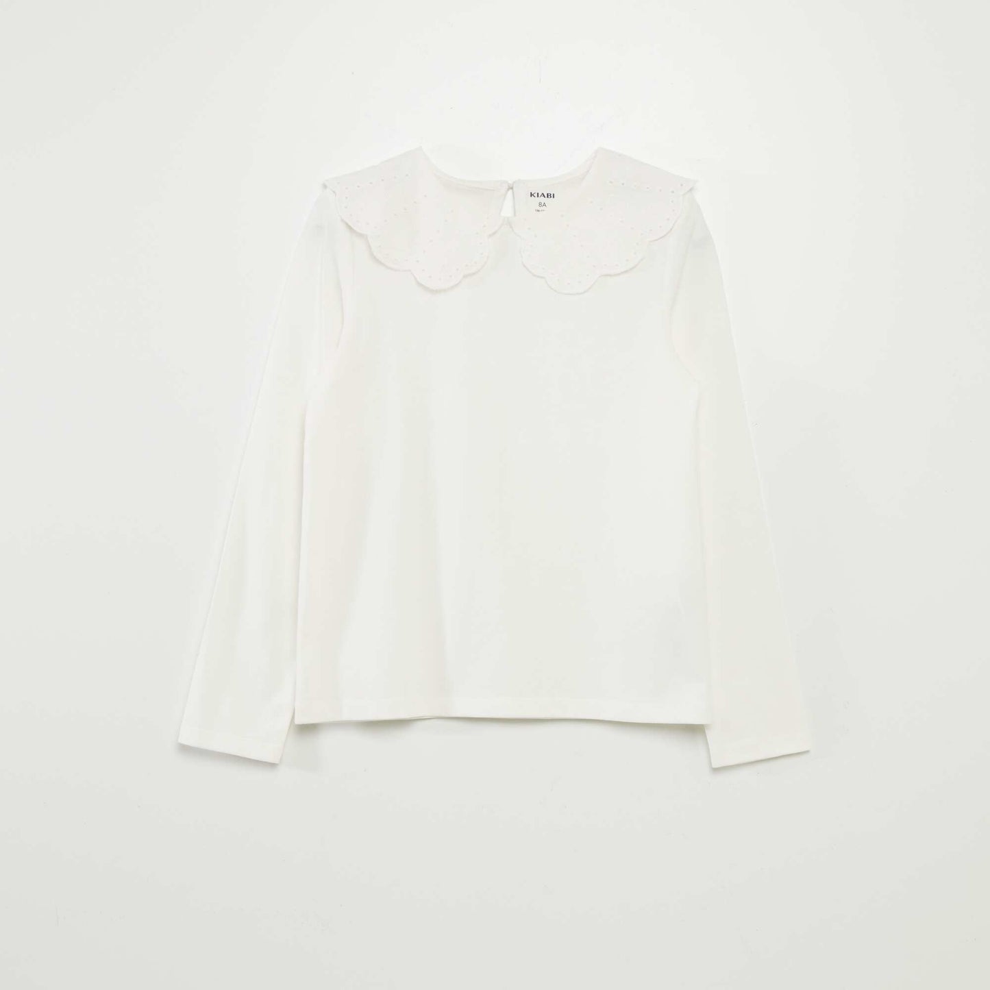 T-shirt   col en broderie anglaise blanc