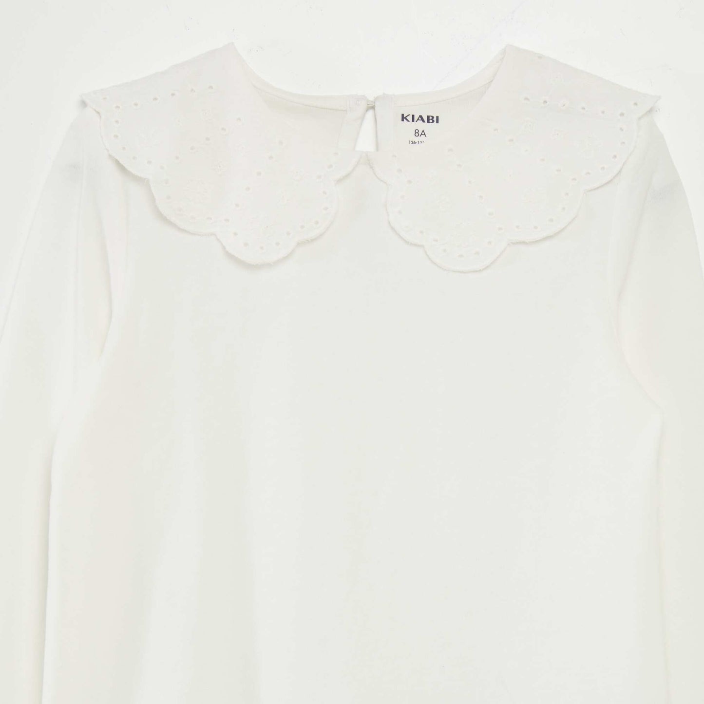 T-shirt   col en broderie anglaise blanc