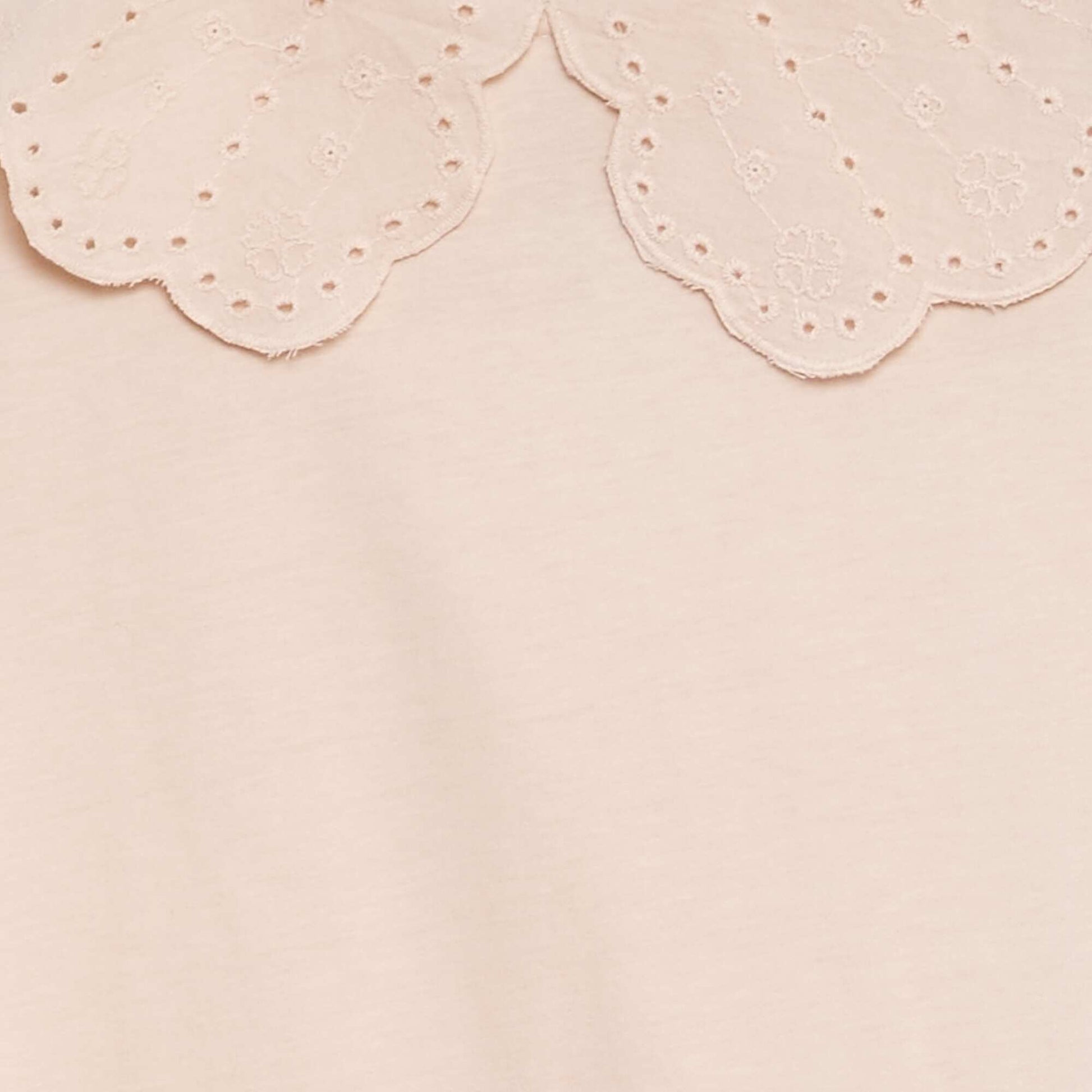 T-shirt col en broderie anglaise Rose clair