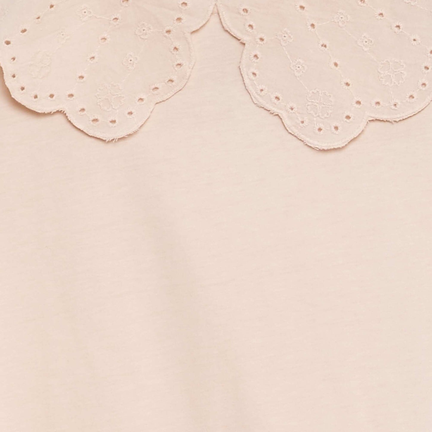 T-shirt col en broderie anglaise Rose clair