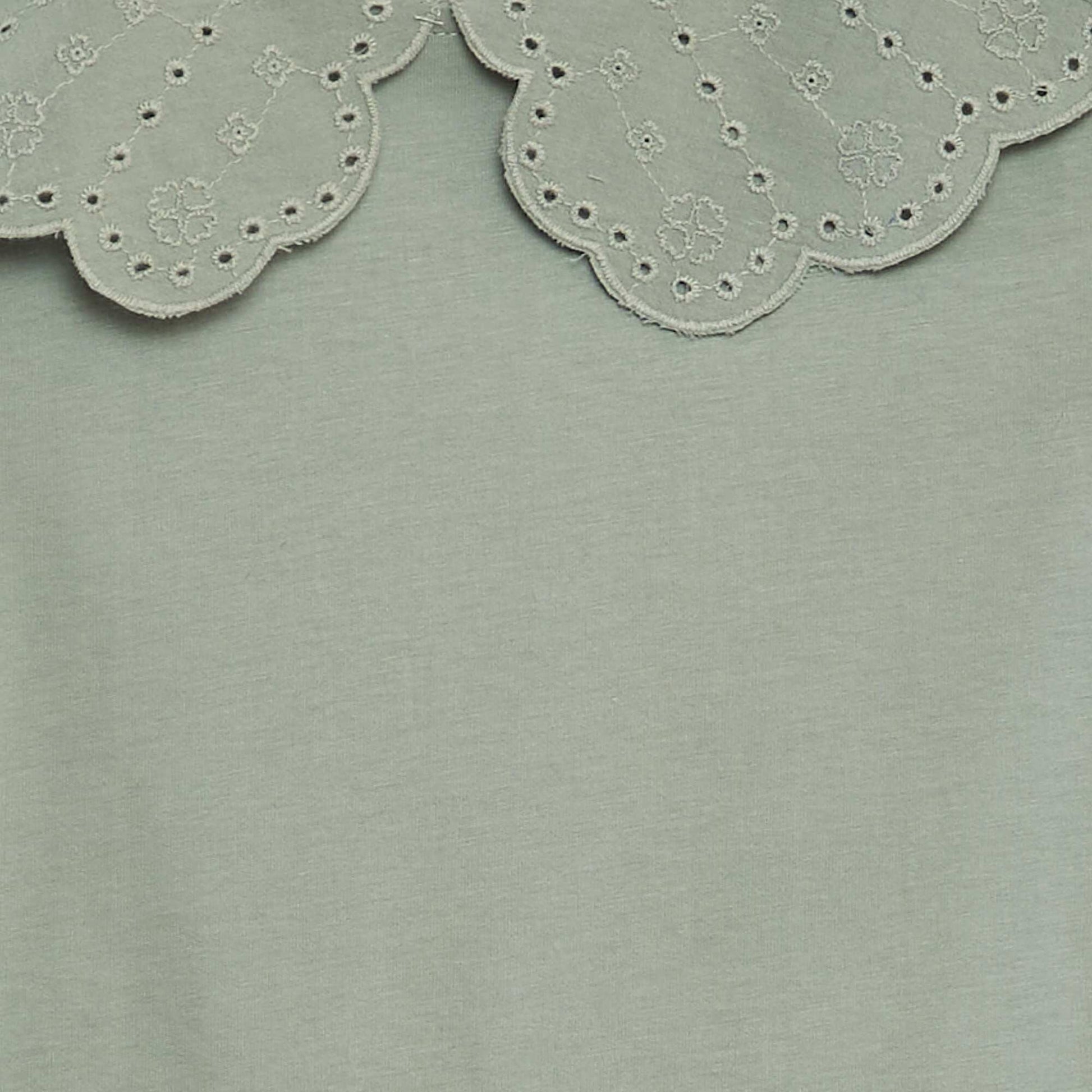 T-shirt col en broderie anglaise Vert
