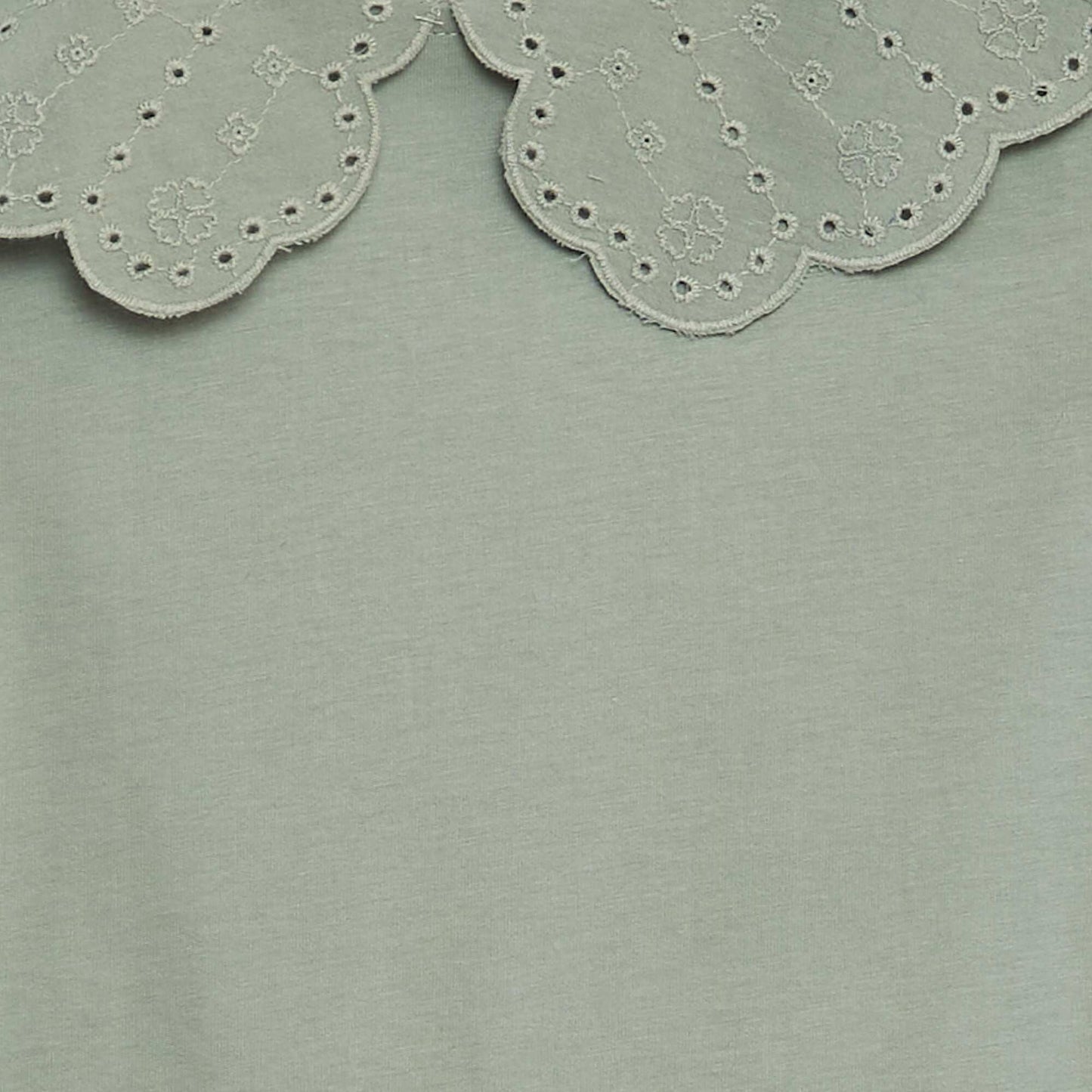 T-shirt   col en broderie anglaise Vert