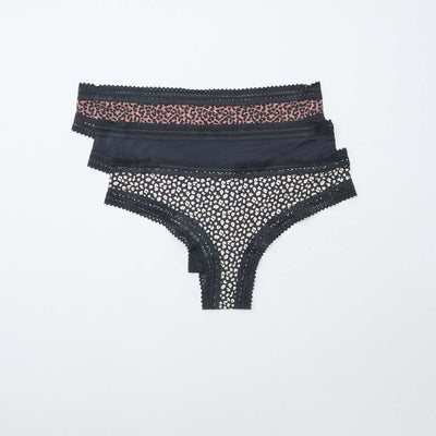 Lot de 3 tangas en microfibre imprimé LéOPARD