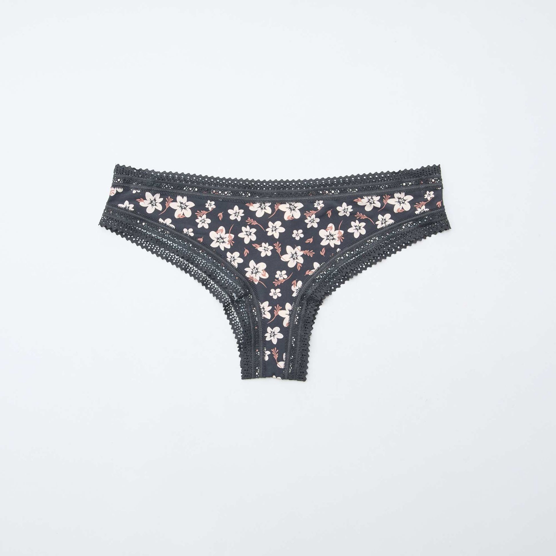 Lot de 3 tangas en microfibre imprimé NOIR/ROSE/BEIGE