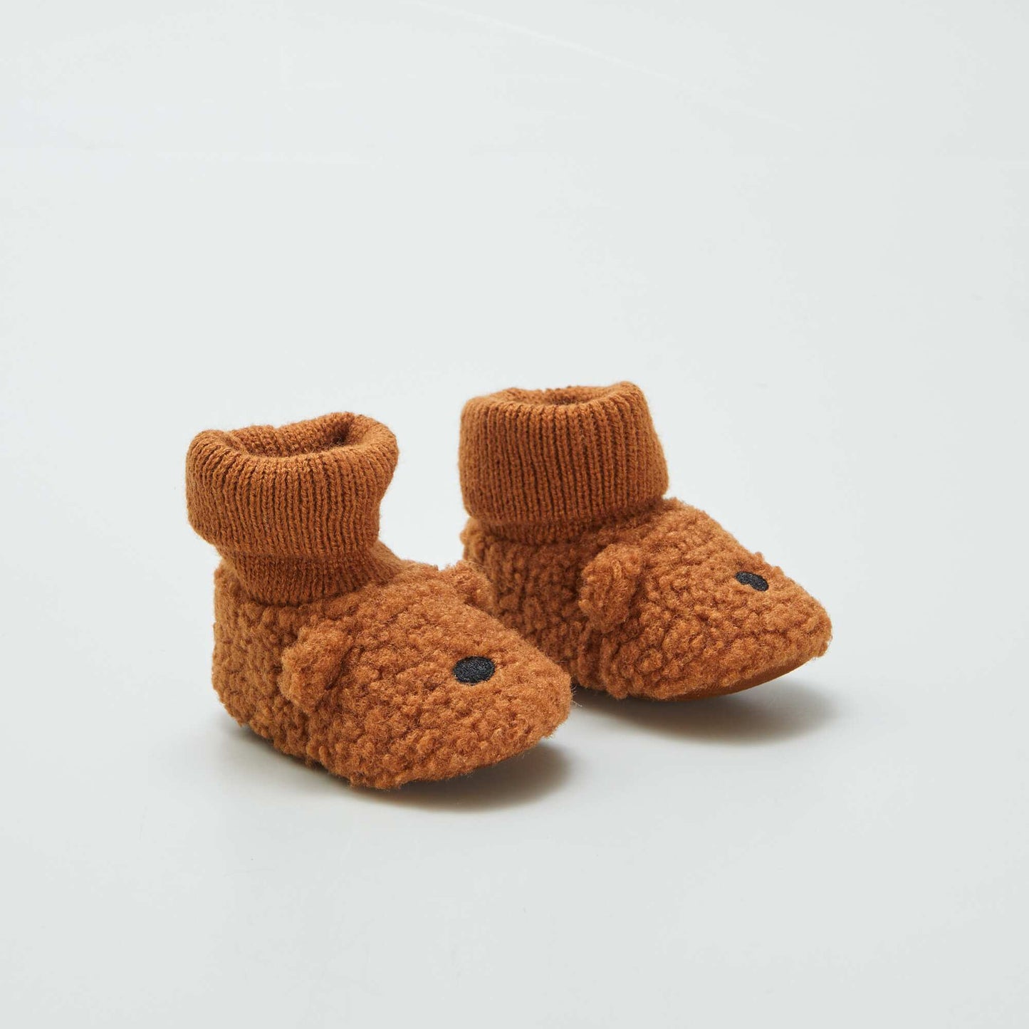 Chaussons animaux avec revers Marron