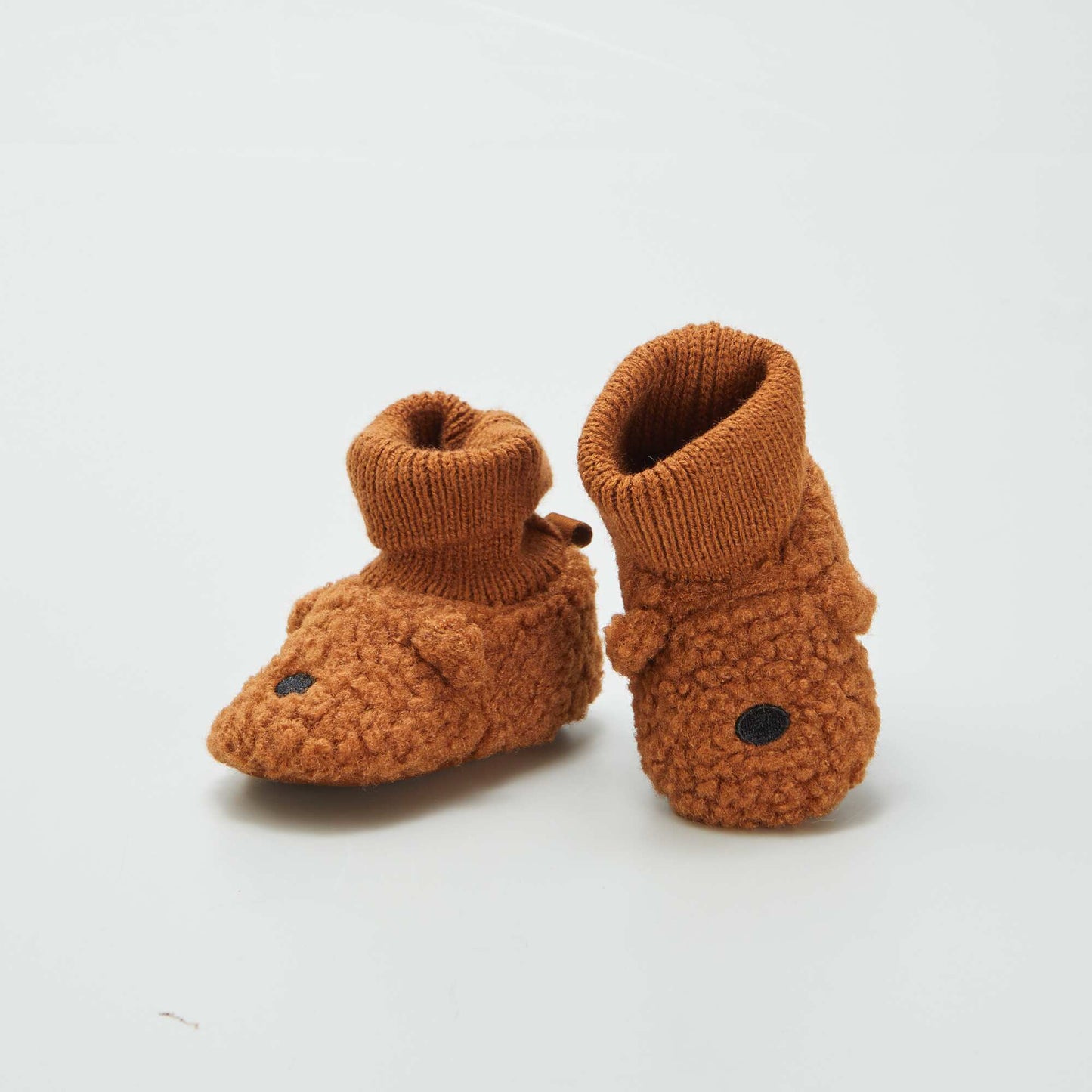 Chaussons animaux avec revers Marron