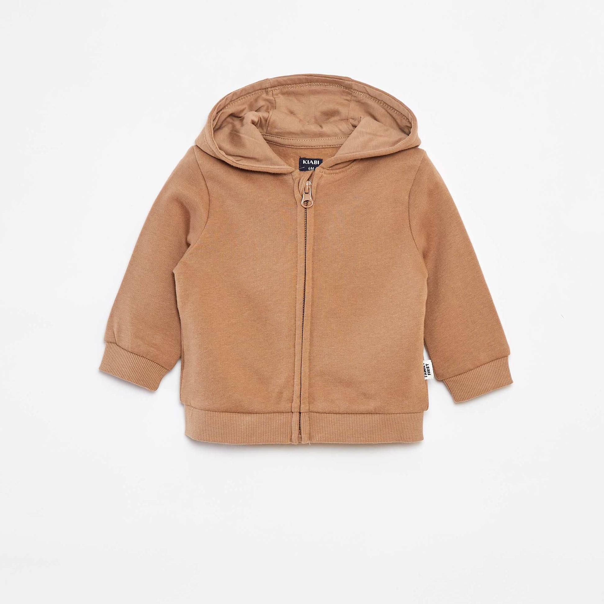 Sweat zippé à capuche BEIGE