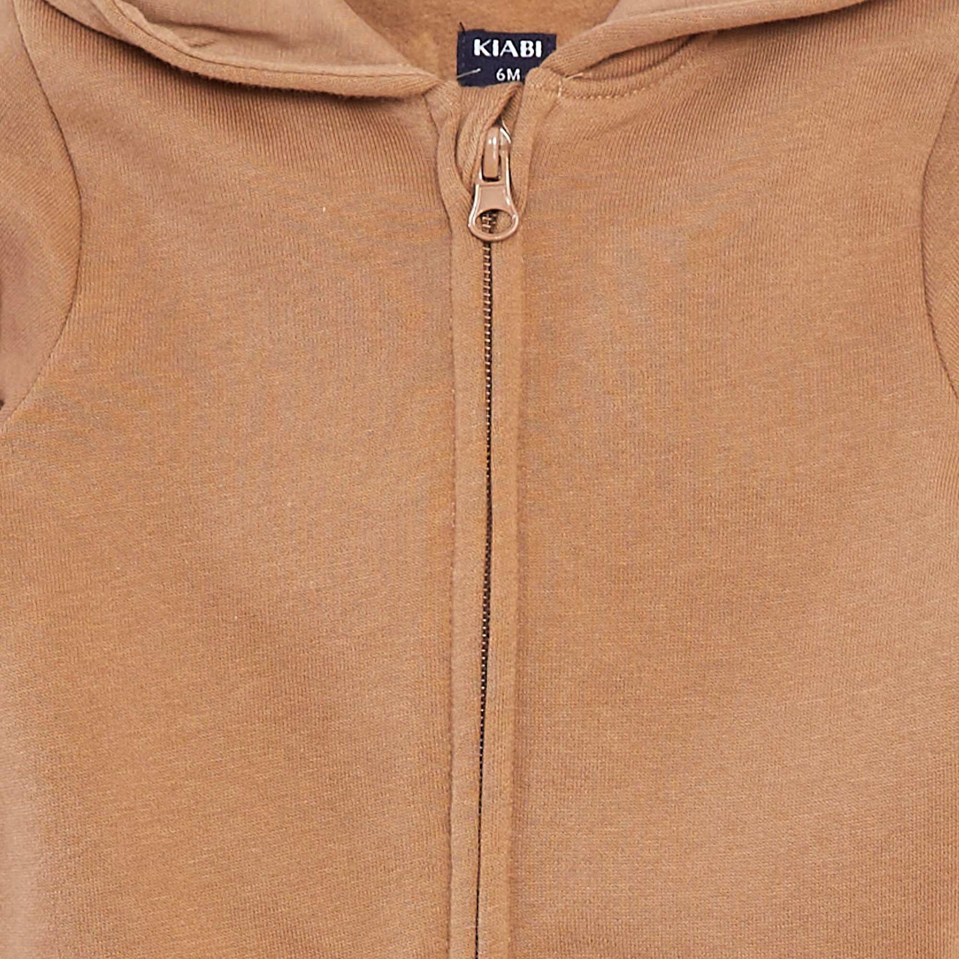 Sweat zippé à capuche BEIGE