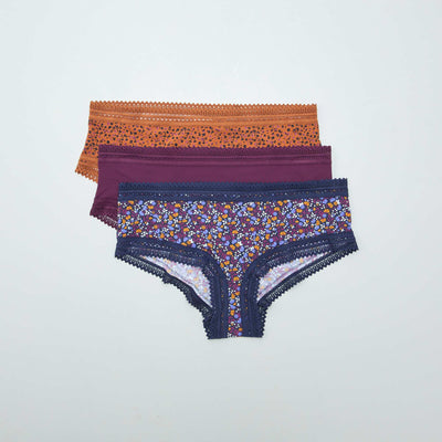 Lot de 3 shortys en microfibre imprim Violet