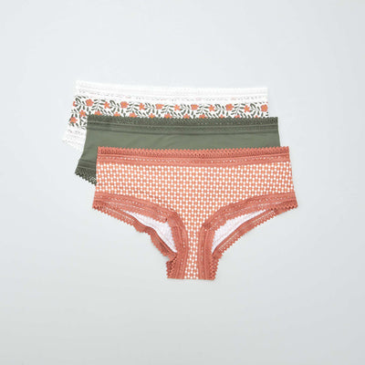 Lot de 3 shortys en microfibre imprim Kaki