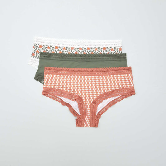 Lot de 3 shortys en microfibre imprim  Kaki