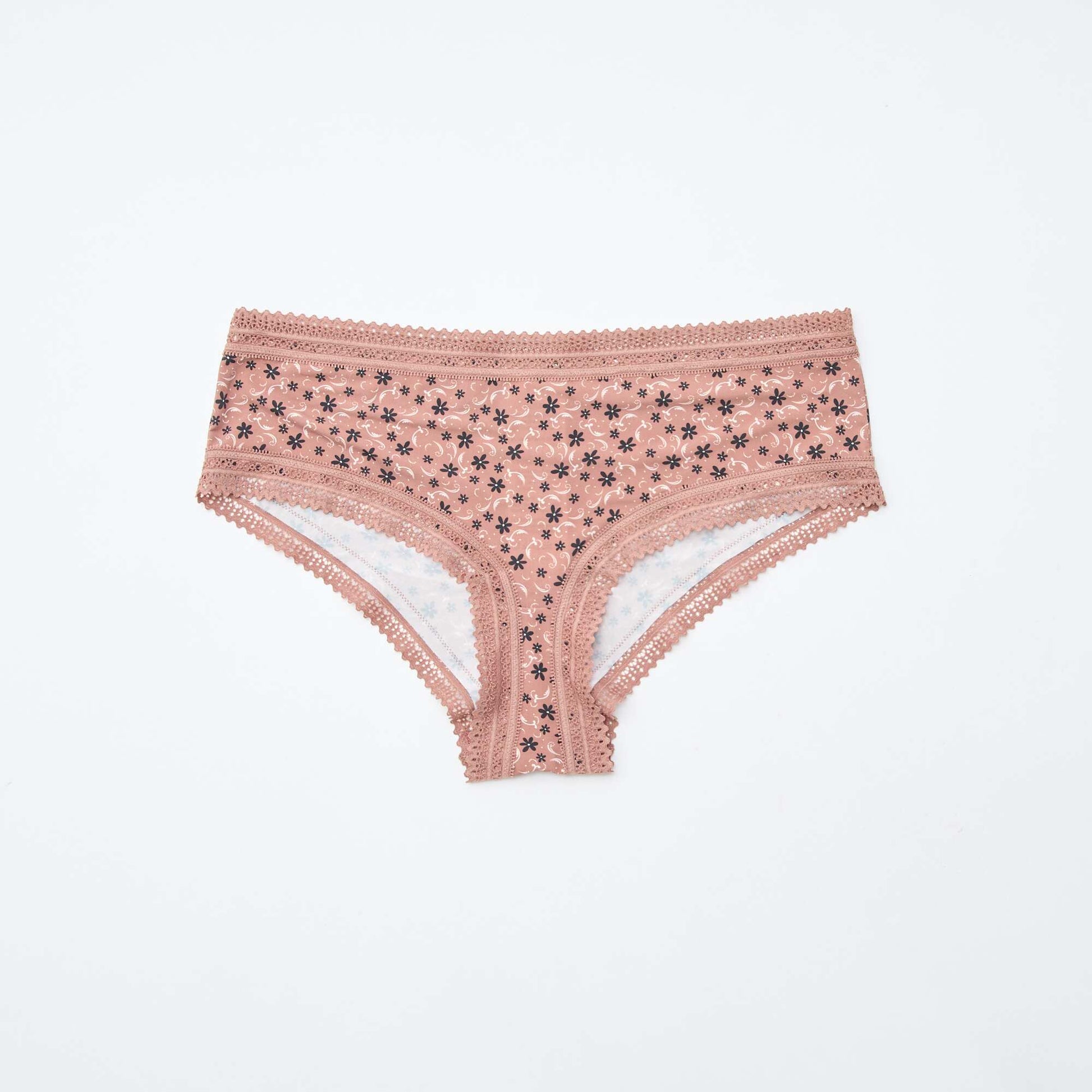 Lot de 3 shortys en microfibre imprimé NOIR/BEIGE/ROSE