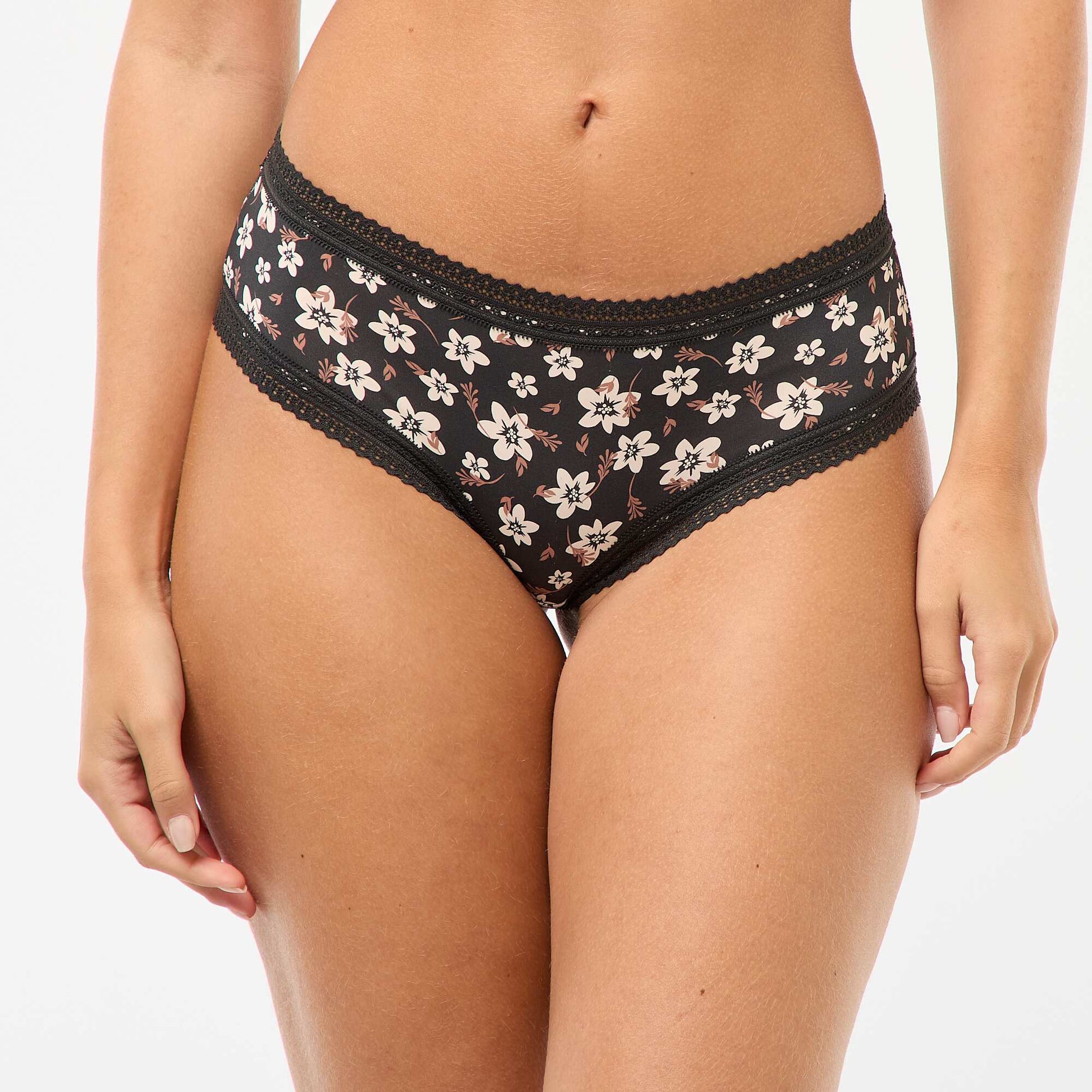 Lot de 3 shortys en microfibre imprimé NOIR/BEIGE/ROSE