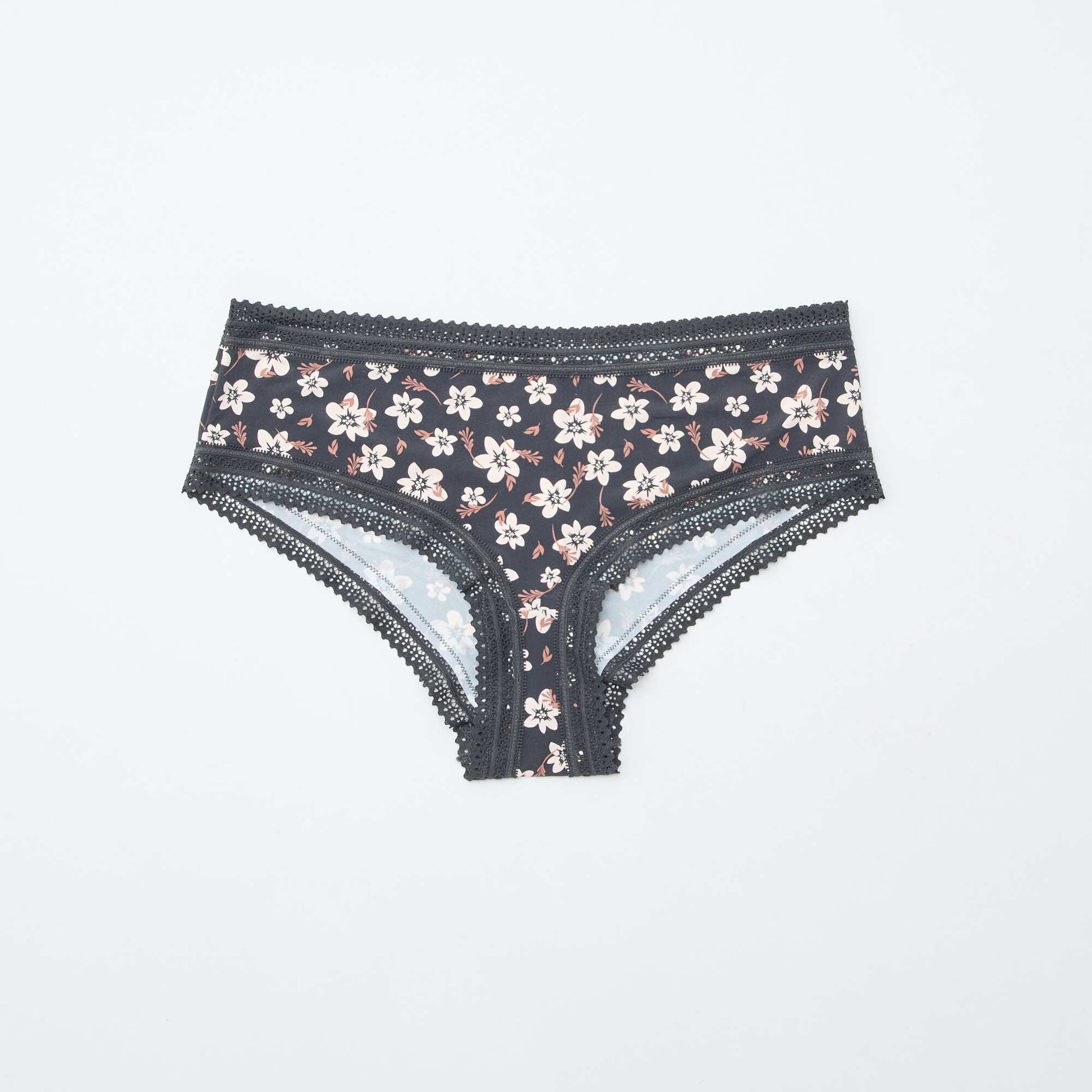 Lot de 3 shortys en microfibre imprimé NOIR/BEIGE/ROSE