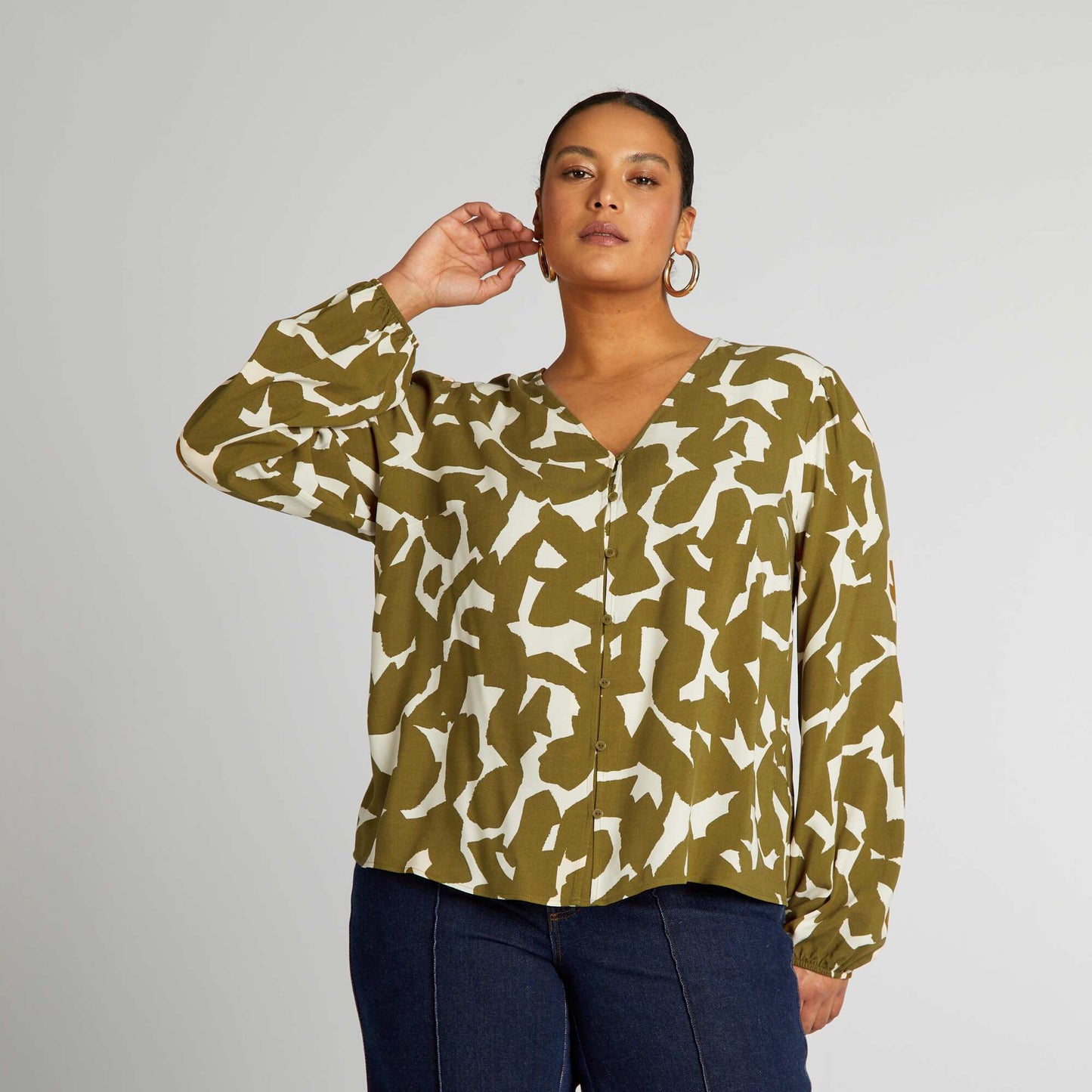 Blouse à motif Vert