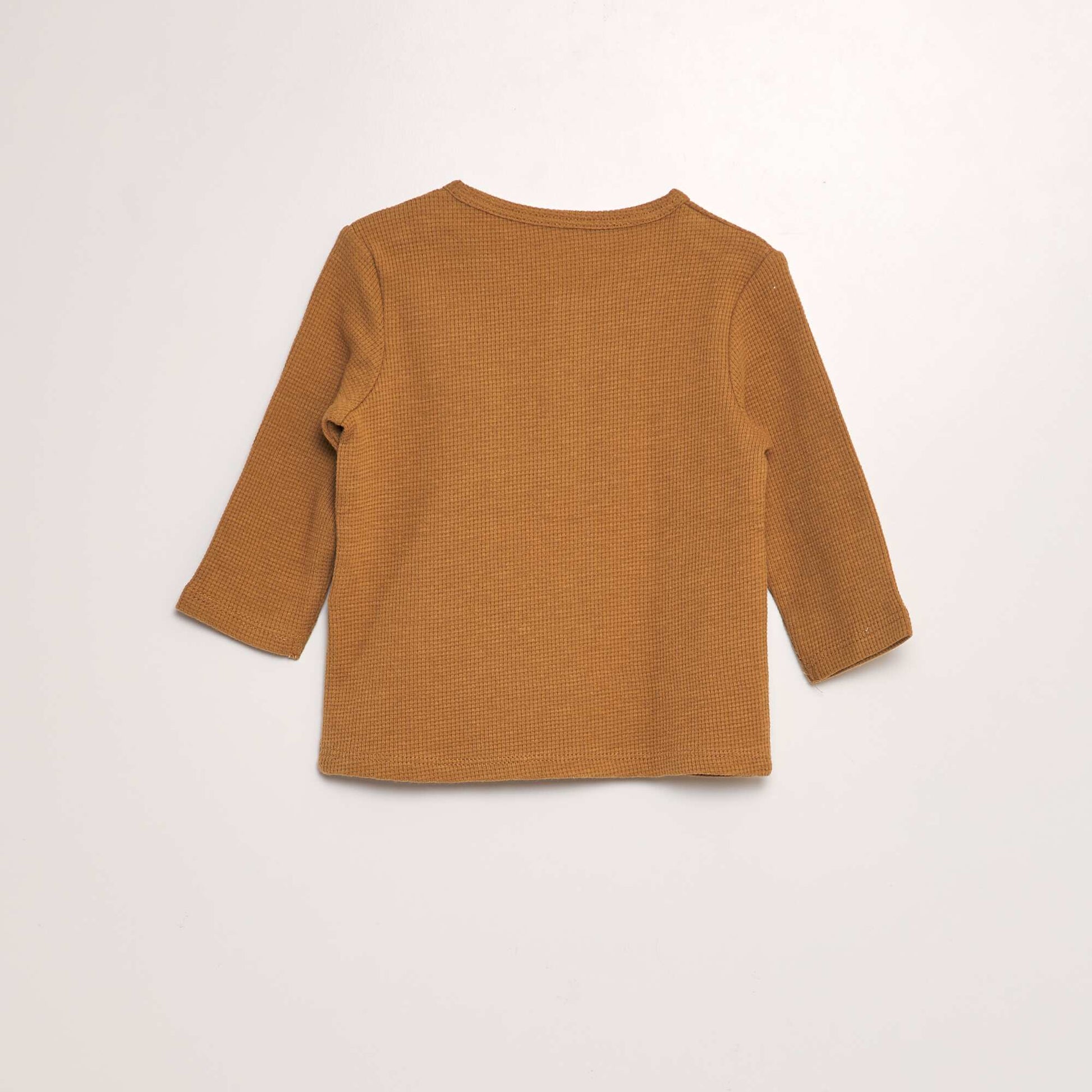 T-shirt en maille gaufr e Marron