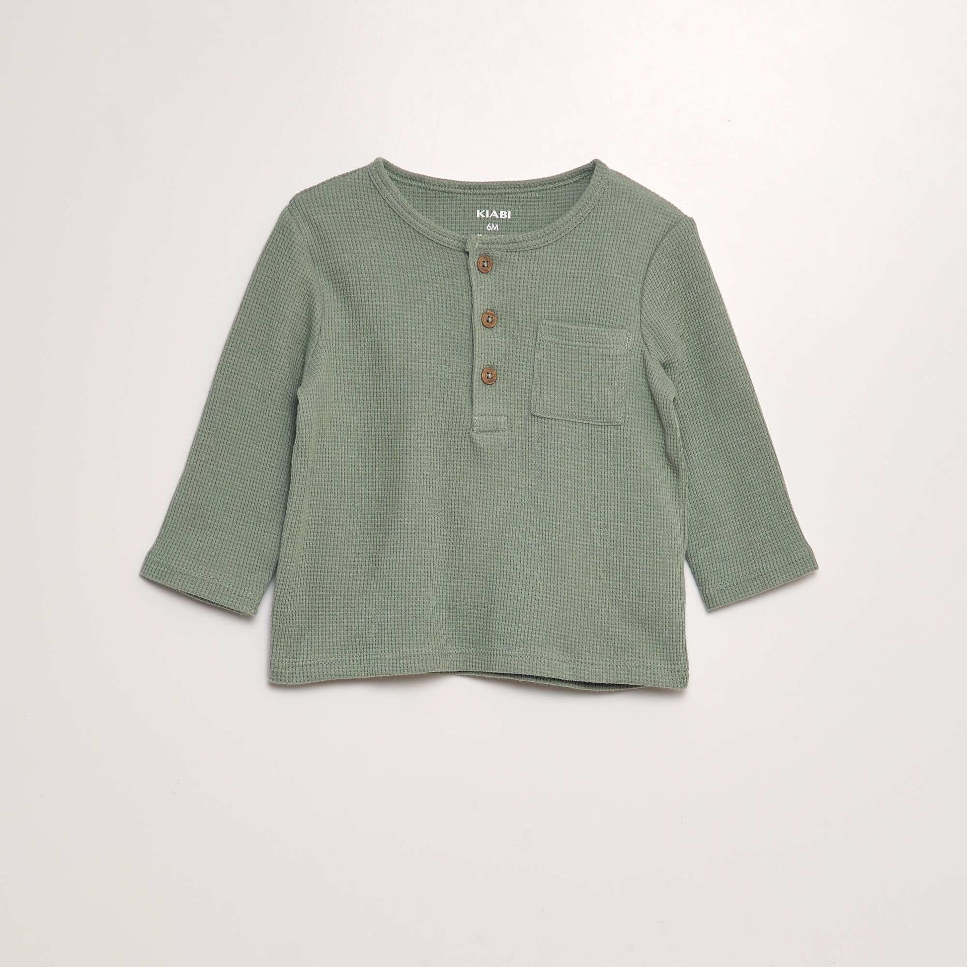 T-shirt en maille gaufr e Vert