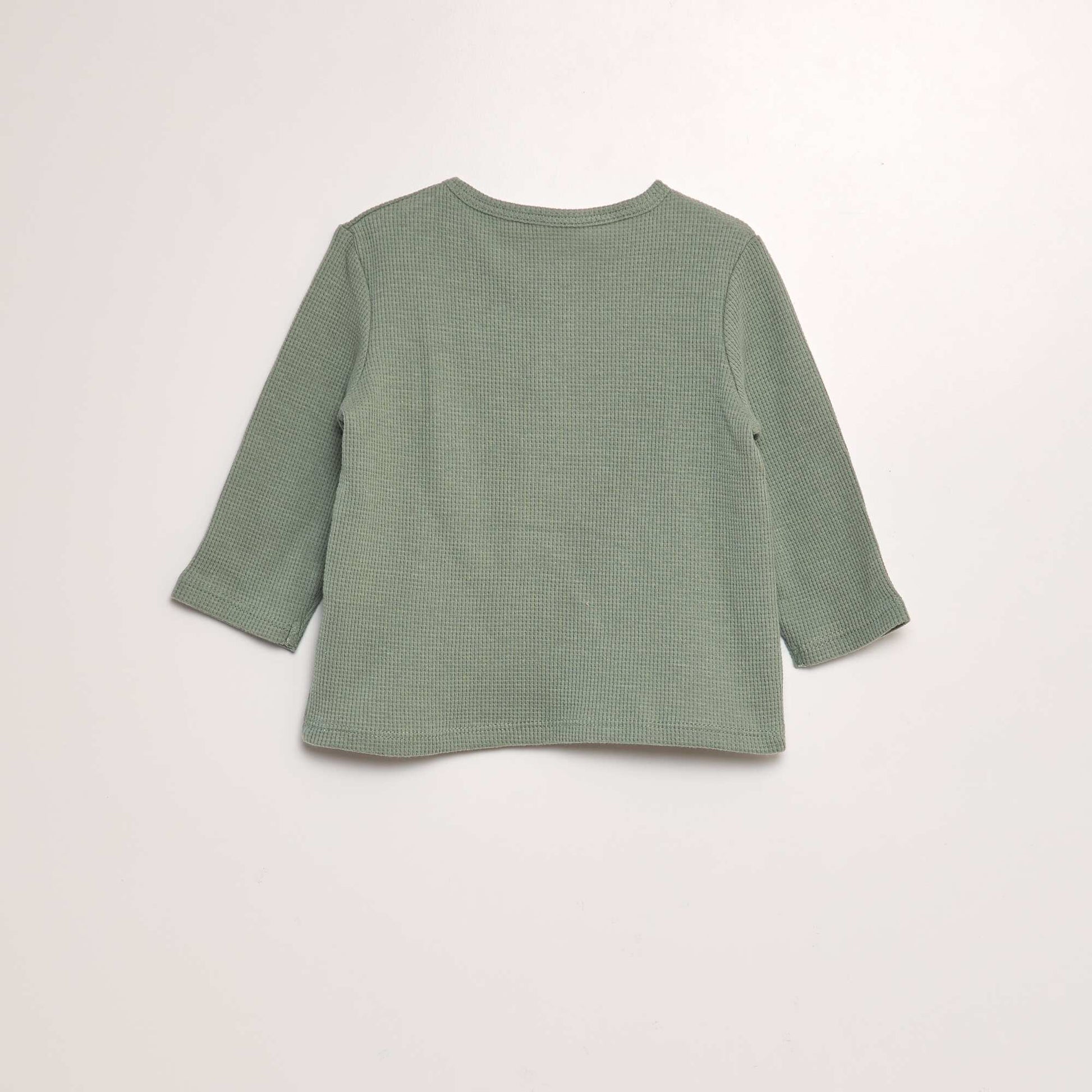 T-shirt en maille gaufr e Vert