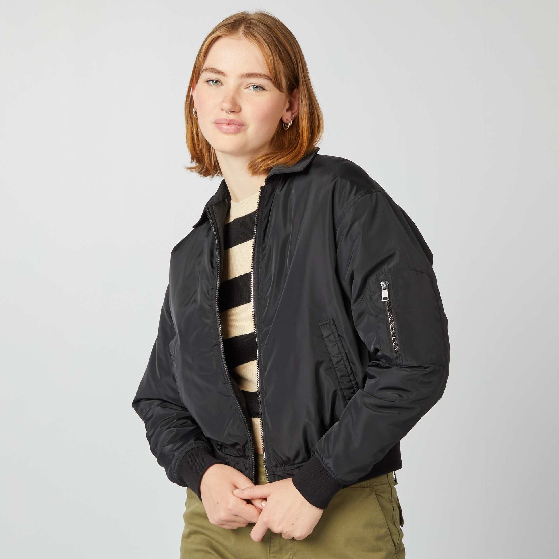 Blouson satin noir