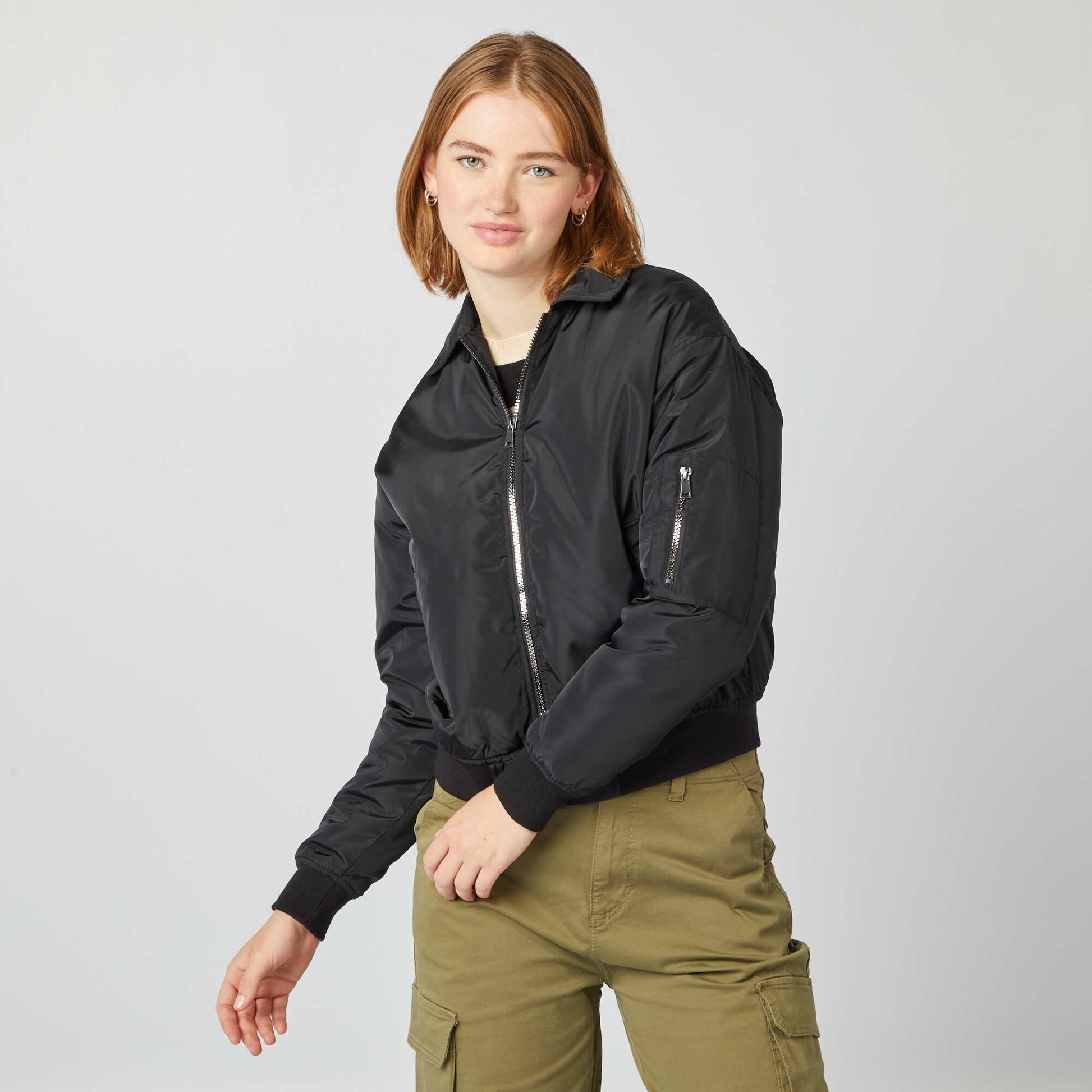 Blouson satin noir