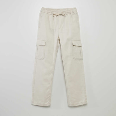 Pantalon avec poches rabat gris lune