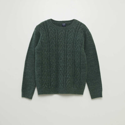 Pull torsad col rond Vert