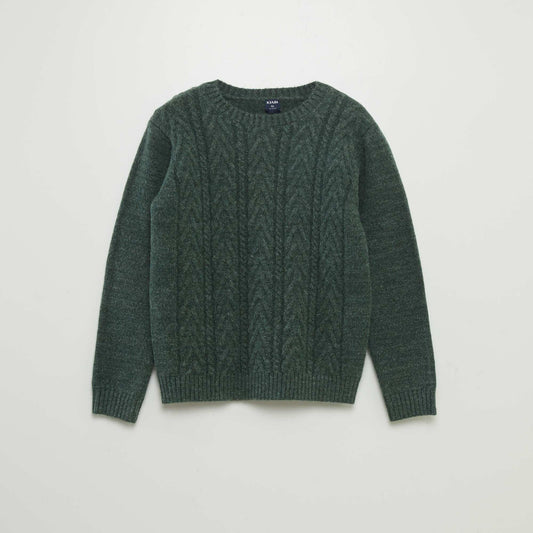 Pull torsad  col rond Vert