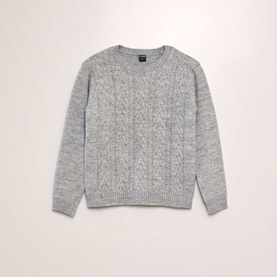 Pull torsad col rond Gris