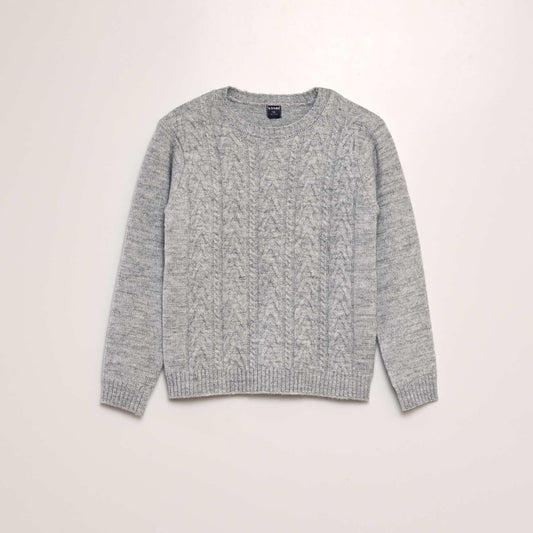 Pull torsad  col rond Gris