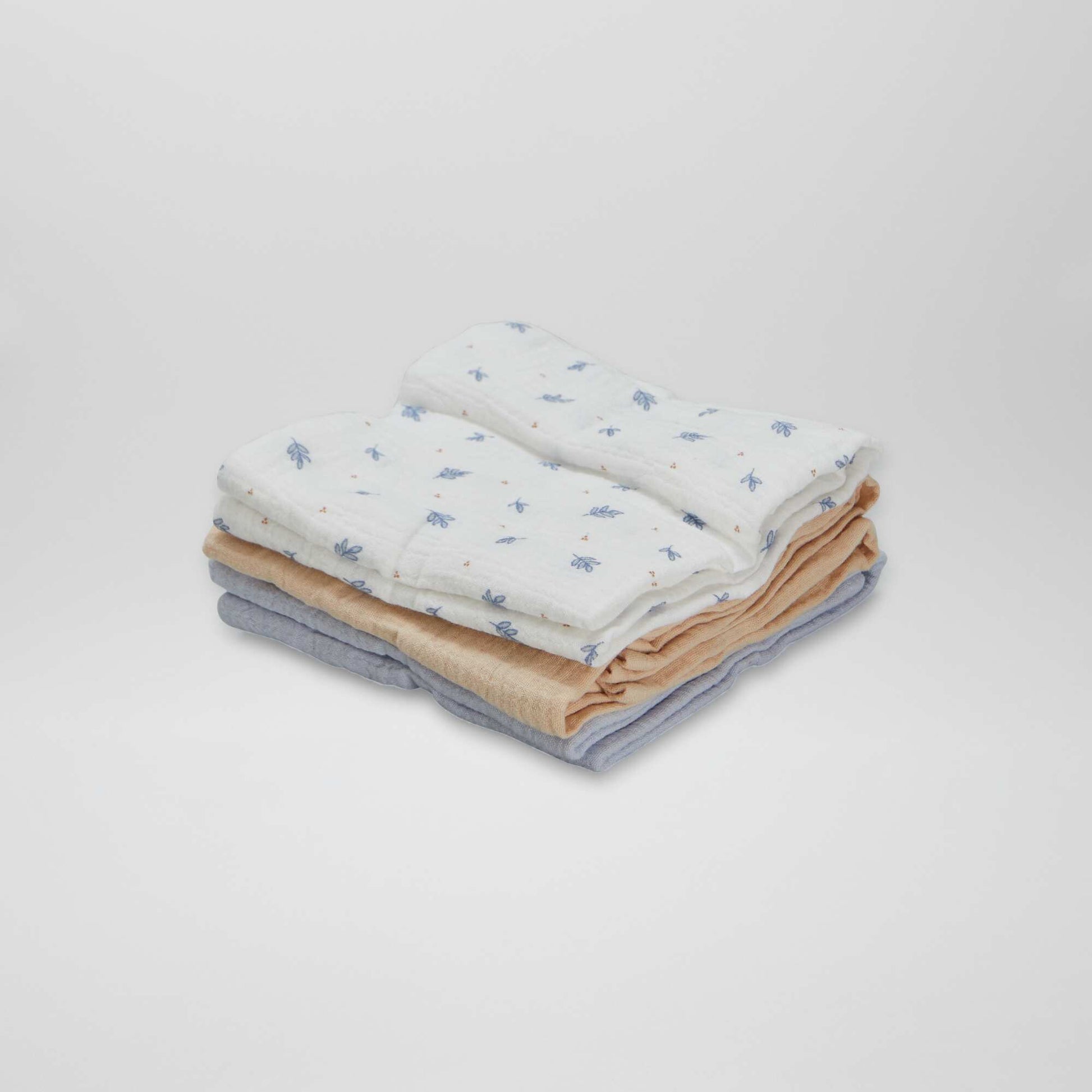 Lot de 3 langes en coton BLEU