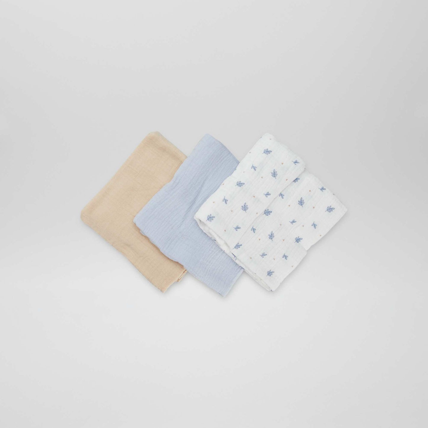Lot de 3 langes en coton BLEU