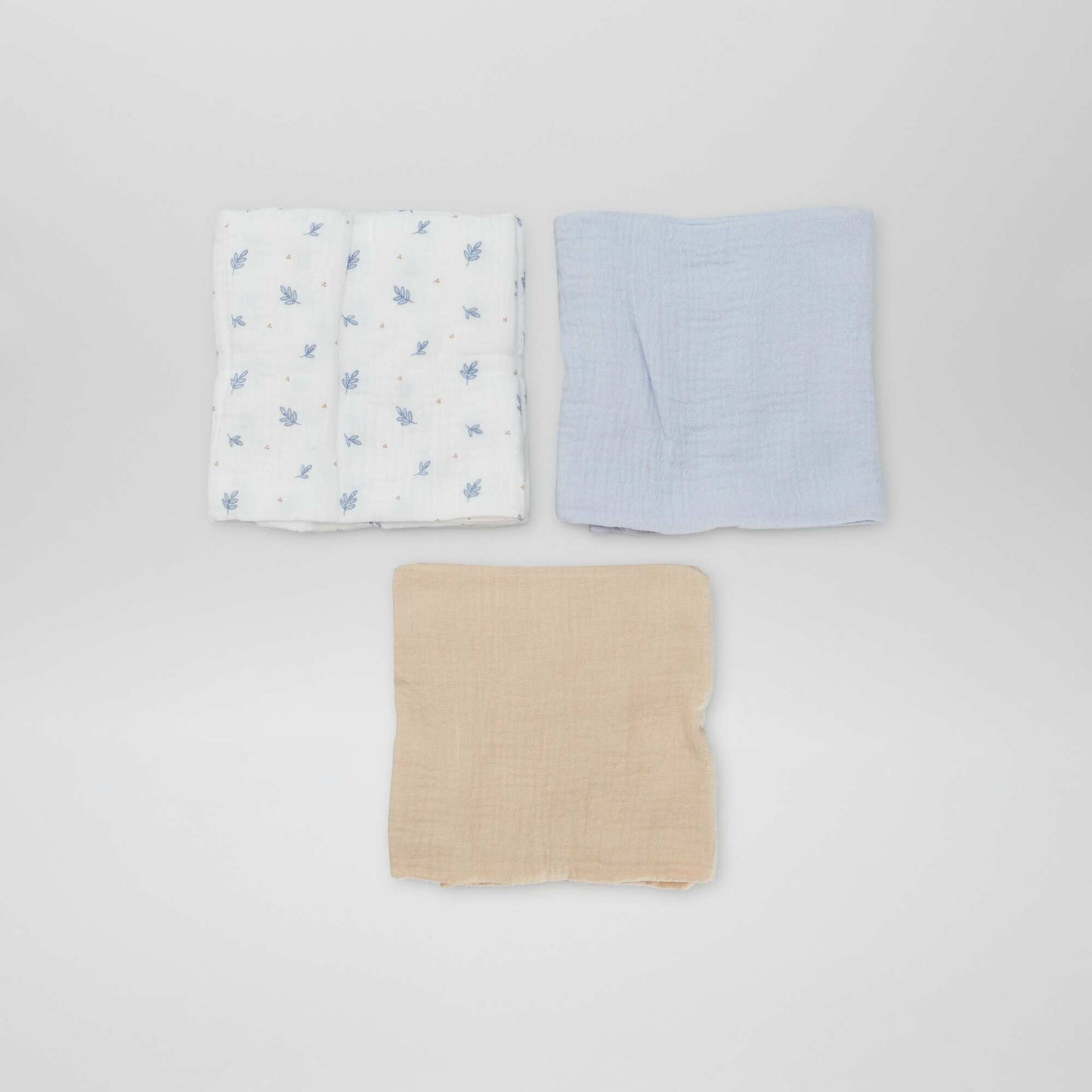 Lot de 3 langes en coton BLEU