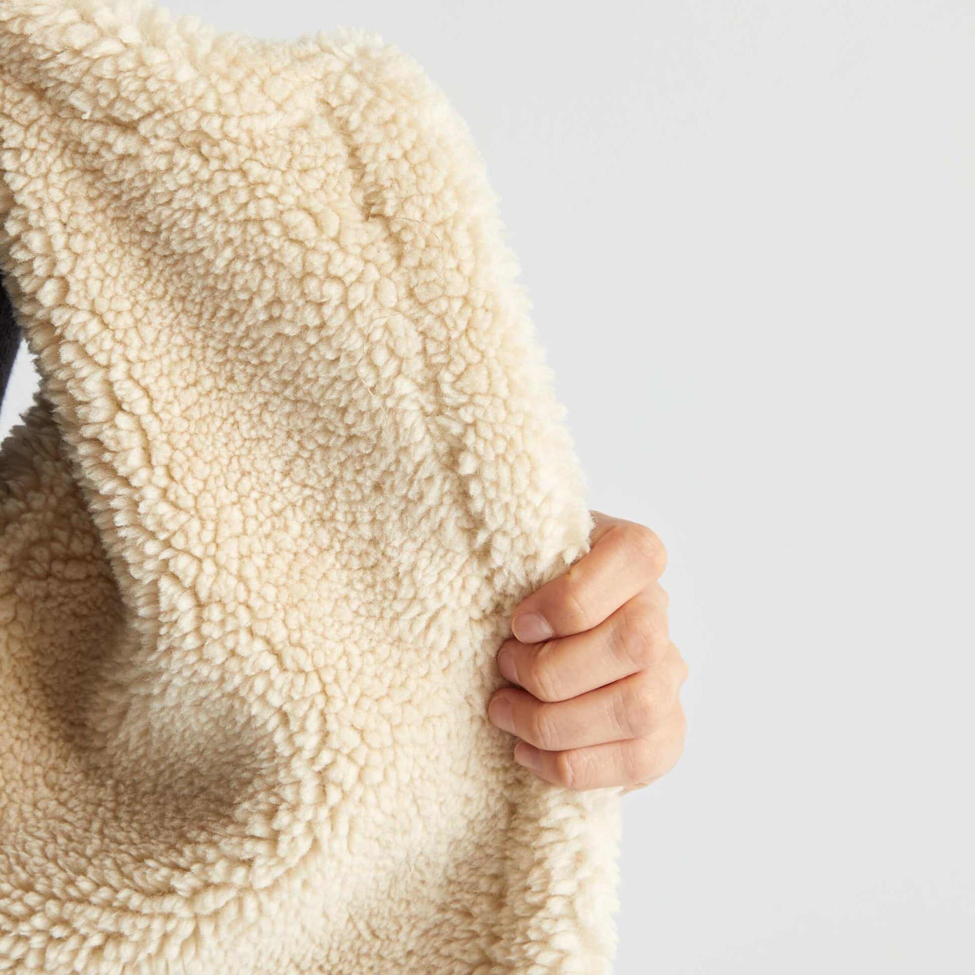 Veste sans manches en su dine et sherpa Beige