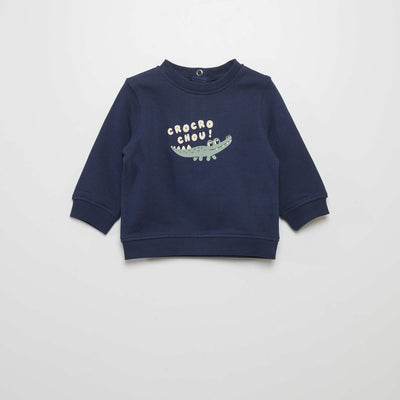 Sweat en molleton fin avec imprim Bleu marine