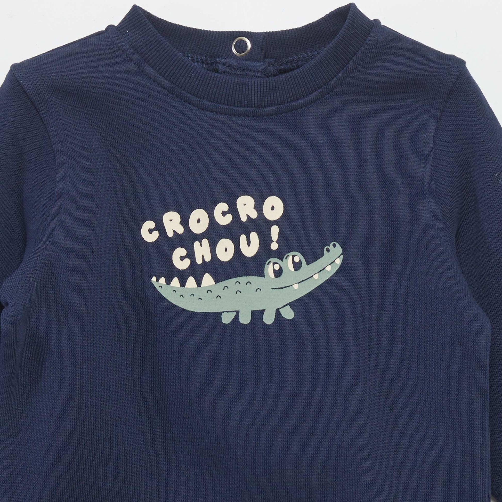 Sweat en molleton fin avec imprim Bleu marine