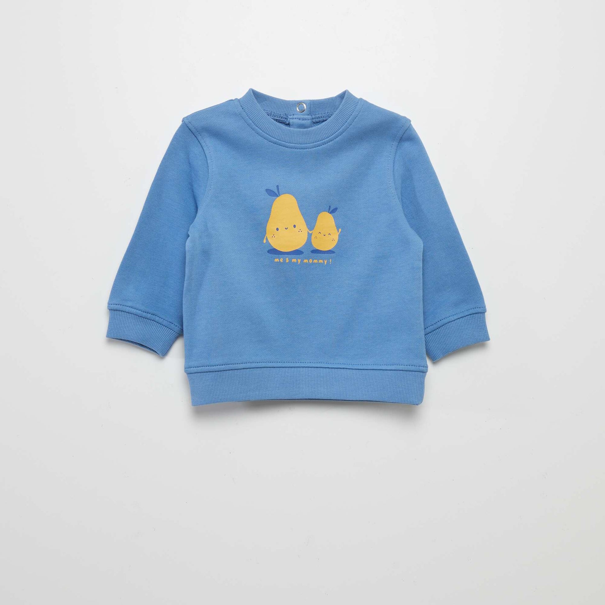 Sweat en molleton fin avec imprim Bleu