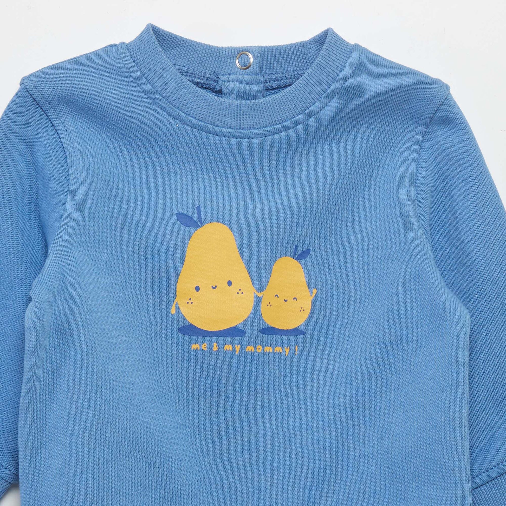 Sweat en molleton fin avec imprim Bleu