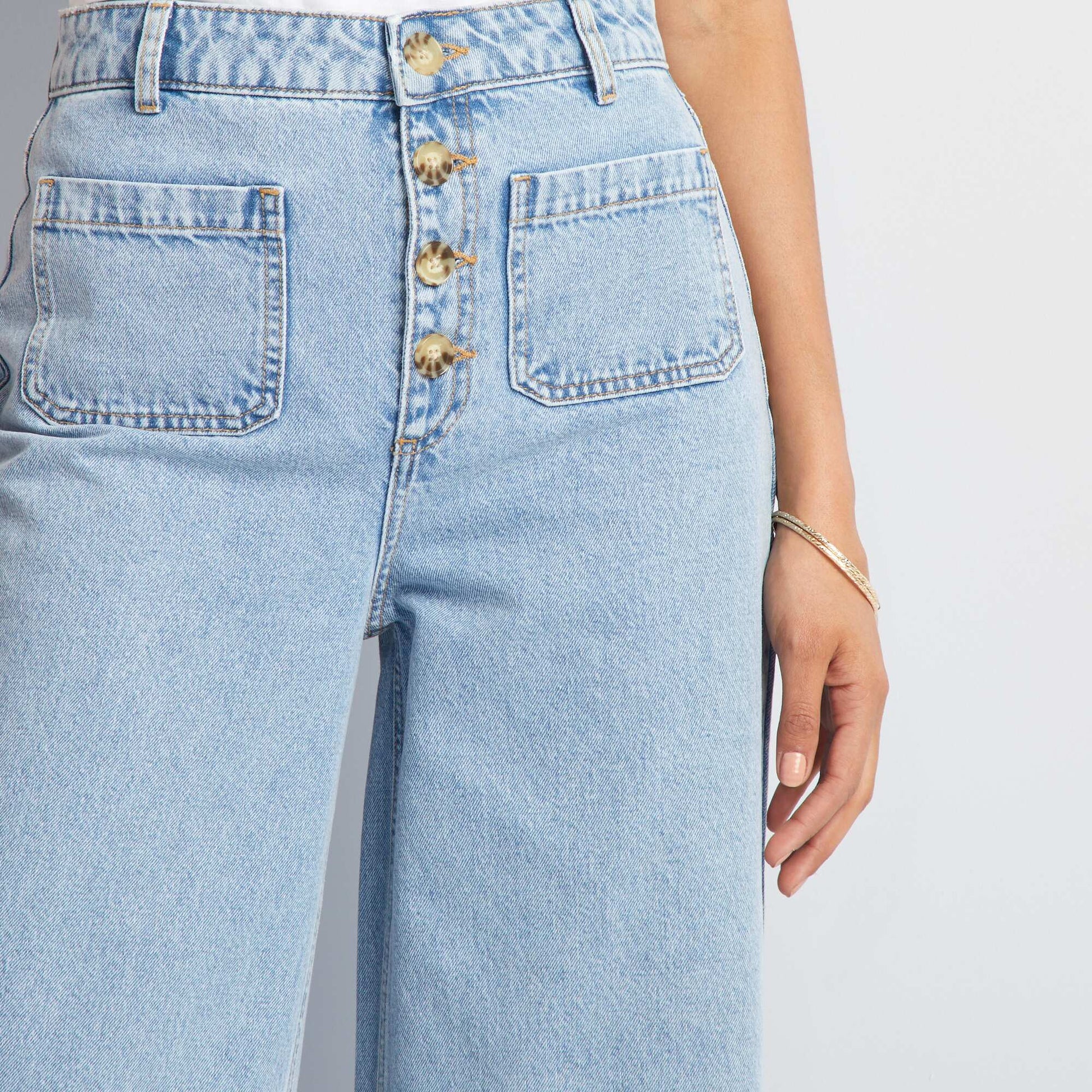 Jean large boutons Bleu